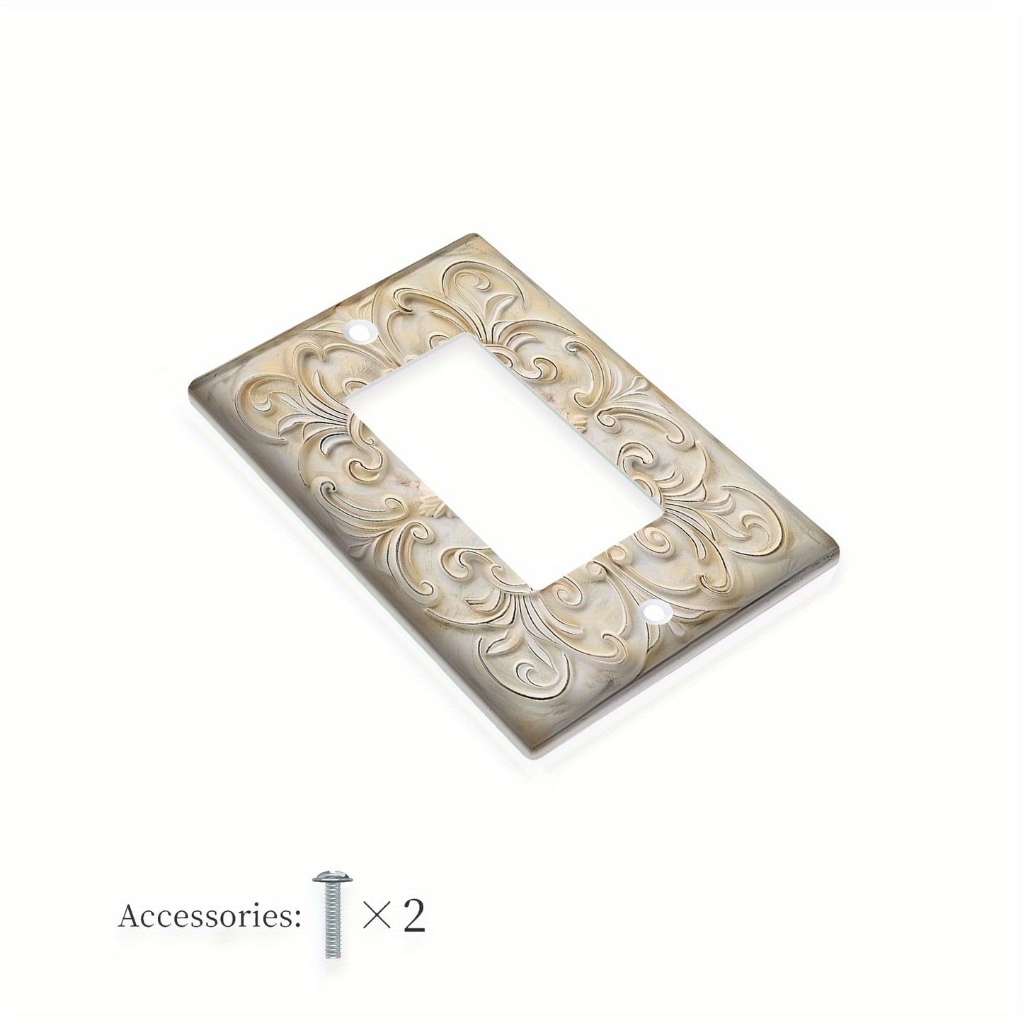 1pc Ivory French Pattern Decorative Light for Switch Cover, 1-Gang/2-Gang Wall Plate - Artistic Home Decor for Bedroom and Kitchen, Adds Artistic Touch to Switch Covers.