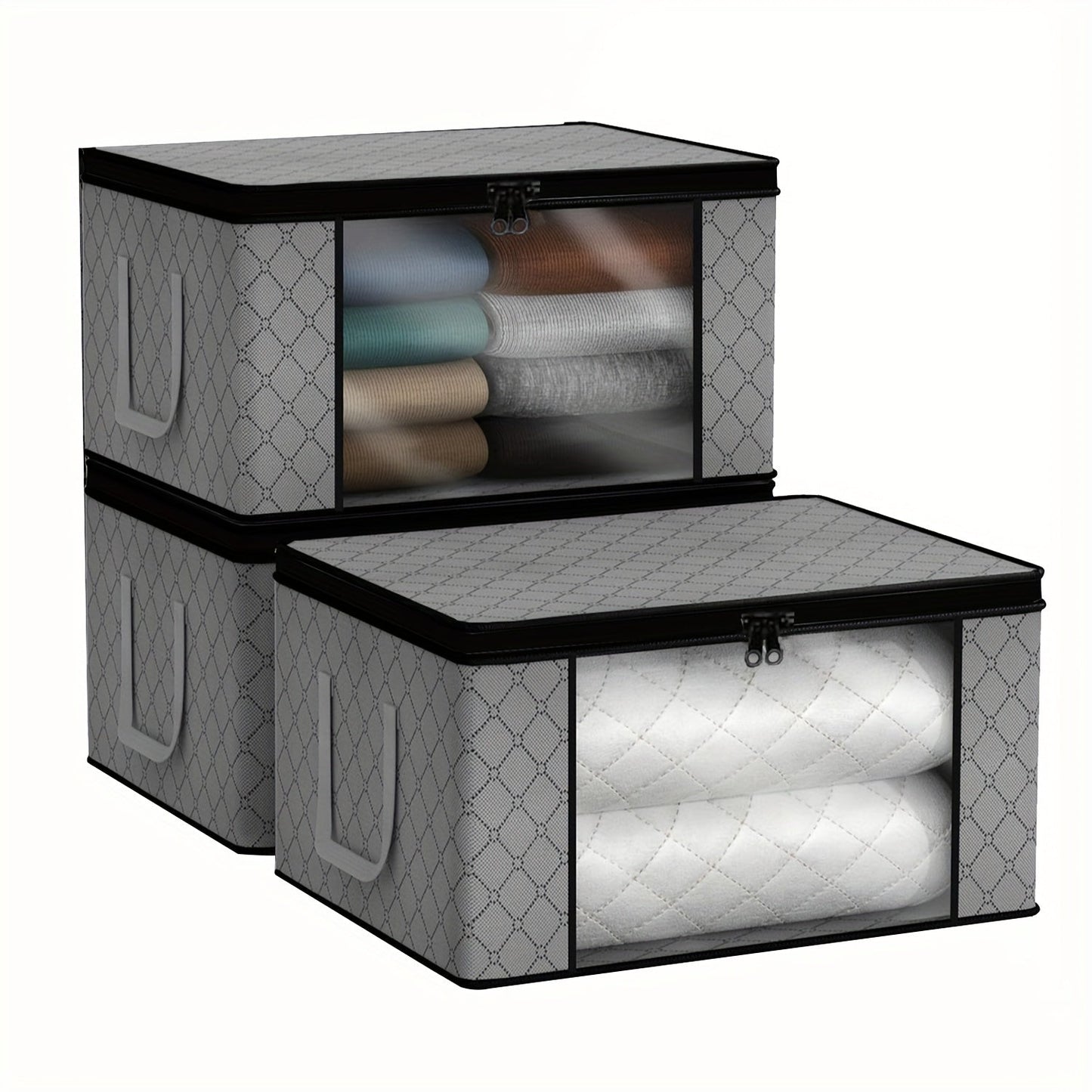 Large Grey Storage Container with Padded Cover - Ideal for Keeping Your Closet, Bedroom, or Travel Necessities in Order