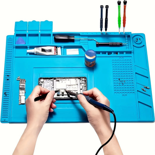 High-Density Silicone Electronics Soldering Mat - Heat Resistant, Anti-Corrosion with Magnetic Positioning, Ideal for Phone & Computer Repairs | Durable, Non-Slip, Easy to Clean