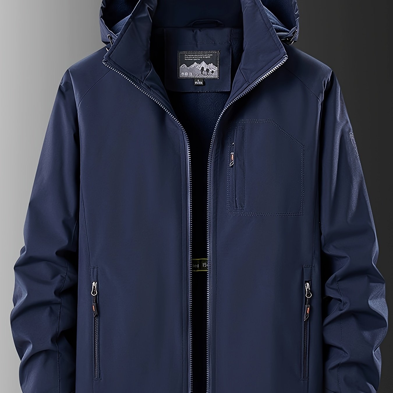 Men's Winter Jacket with Detachable Hood and Multiple Pockets - Casual & Trendy Fleece-Lined Outerwear