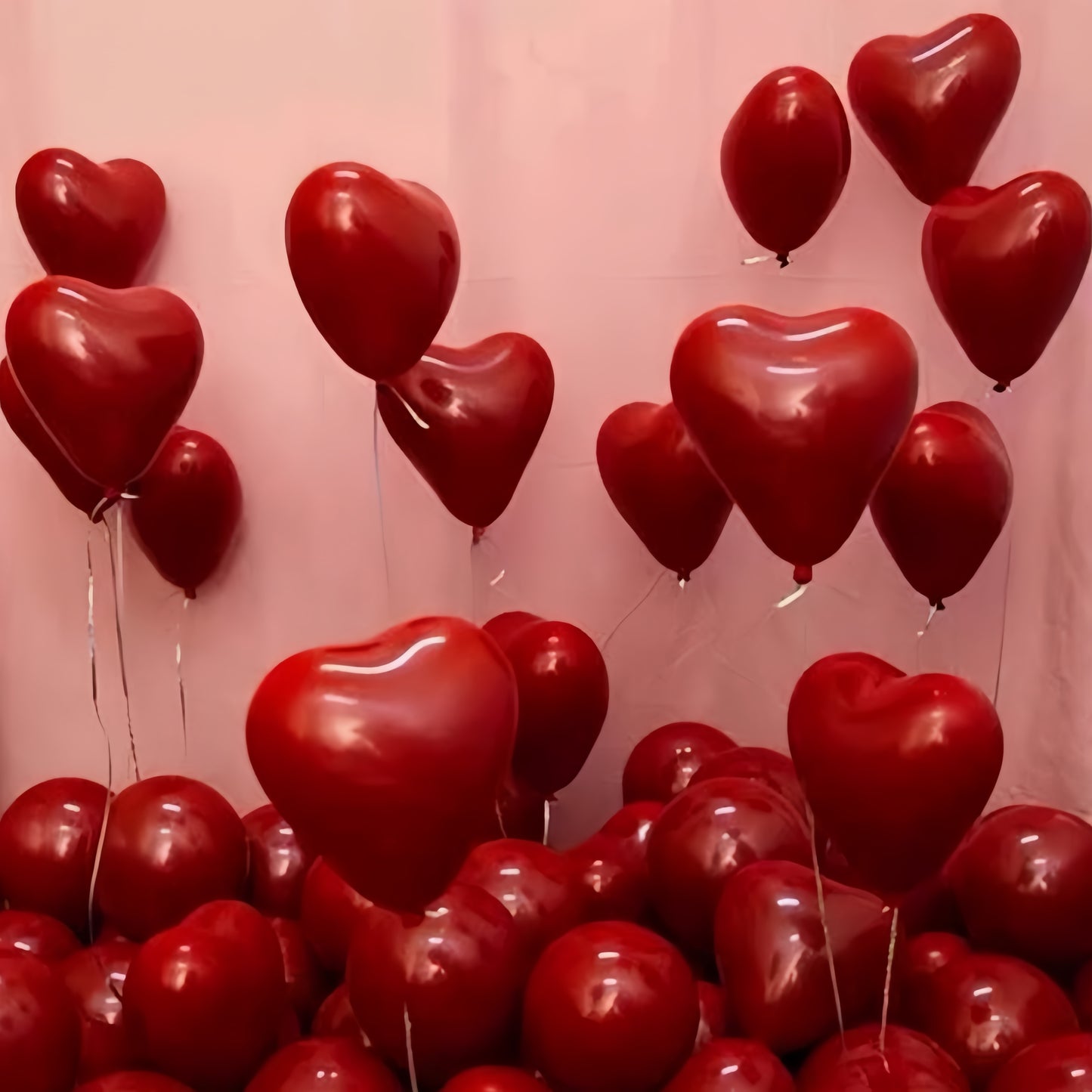 30 Romantic red heart-shaped balloons perfect for various celebrations, no electricity required.