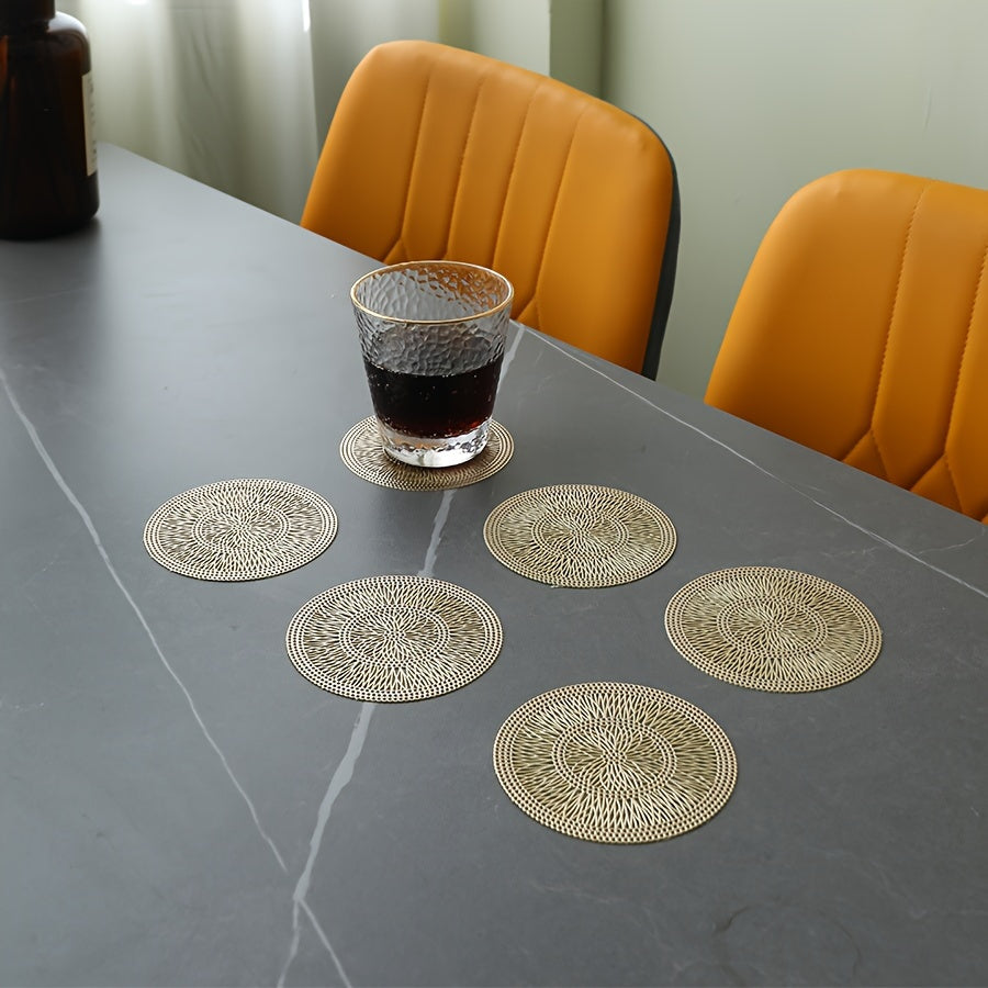 6 heat-resistant PVC coasters for Golden Series tables with anti-slip feature.