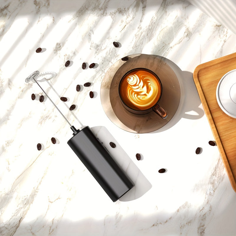 Cheer Moda Electric Milk Frother is a stylish black handheld cream whisk with sleek design. It is battery-operated (AA batteries not included) and perfect for creating coffee and latte art. Dimensions are 3.48cm x 2.24cm x 7.8, made by Cheer Moda.