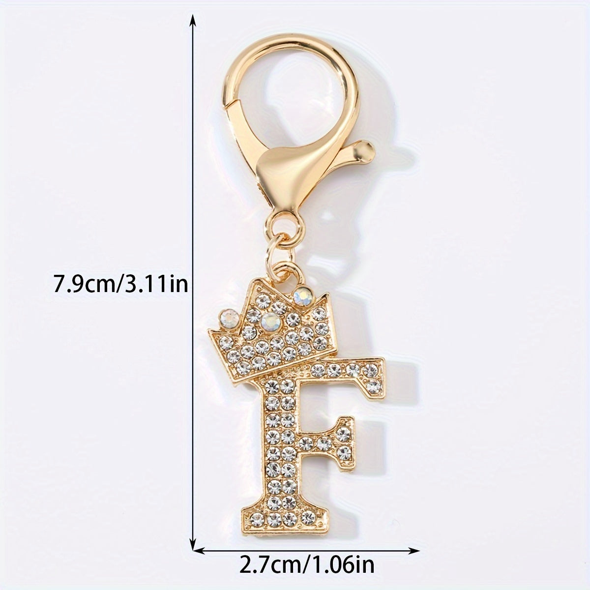 1pc Fashion Zinc Alloy Artificial Diamond Crown 26 English Letters Key Chain for Men, Bag Pendant for Friends.