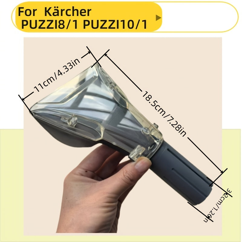 Able to be used with Karcher Indoor Decoration Nozzles on Puzzi 8/1, 10/1, and 10/2 steam cleaning machines. This replacement part is designed for Karcher PUZZI8/1 household carpet cleaners and PUZZI10/1 commercial spray extraction devices. Includes a