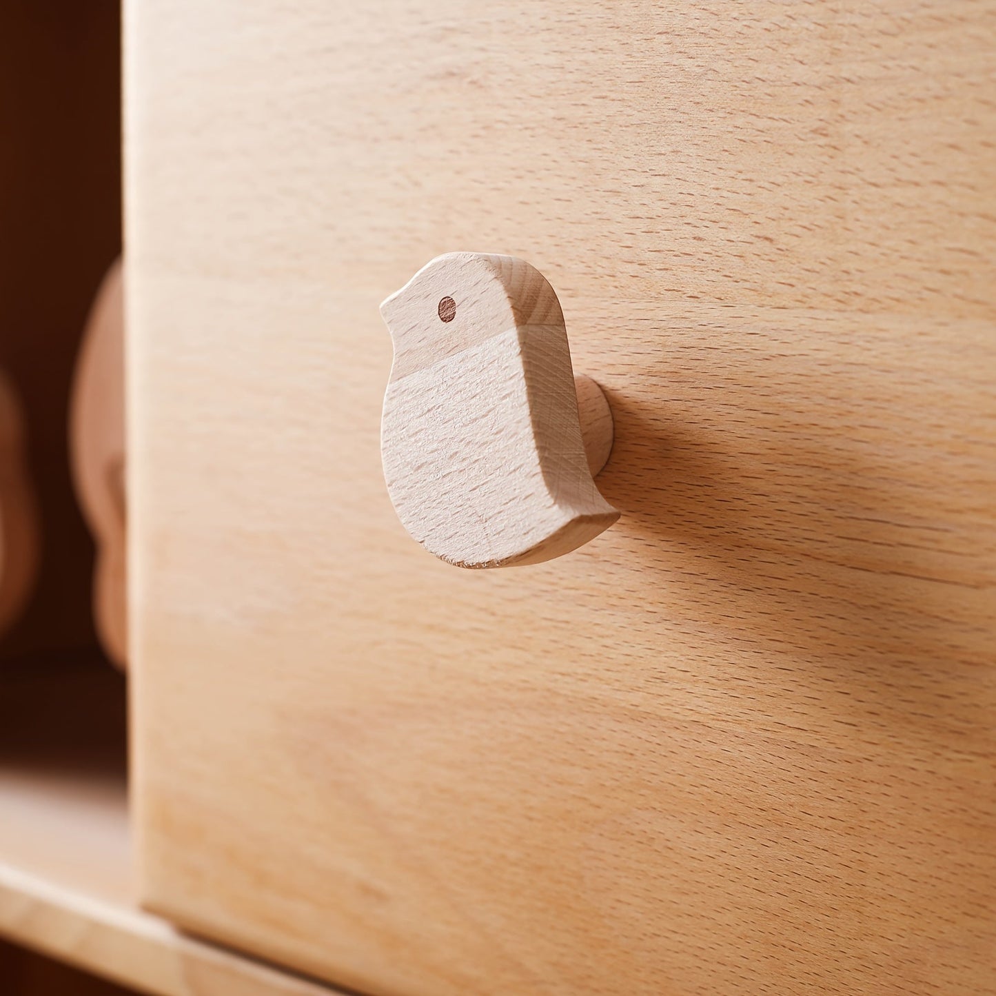 Drawer knobs shaped like wooden animals, perfect for furniture, closets, and cabinets. These nail-free hooks make for easy installation in your bedroom closet or sub-drawer. Great as a Christmas, Halloween, or birthday gift.