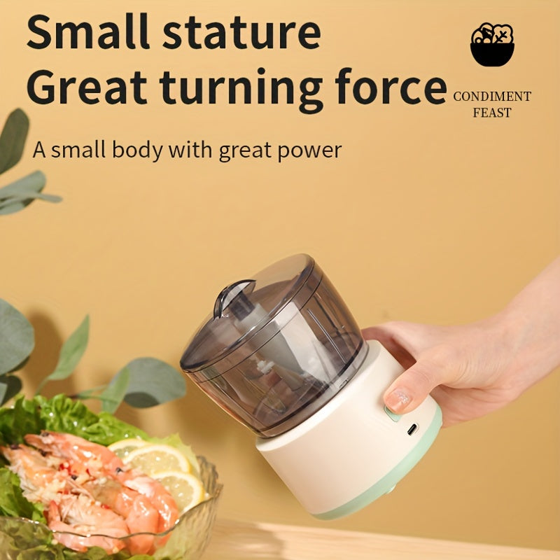 Multi-functional, cordless electric food processor - including kitchen blender, meat grinder, and vegetable slicer - with USB charging capabilities.