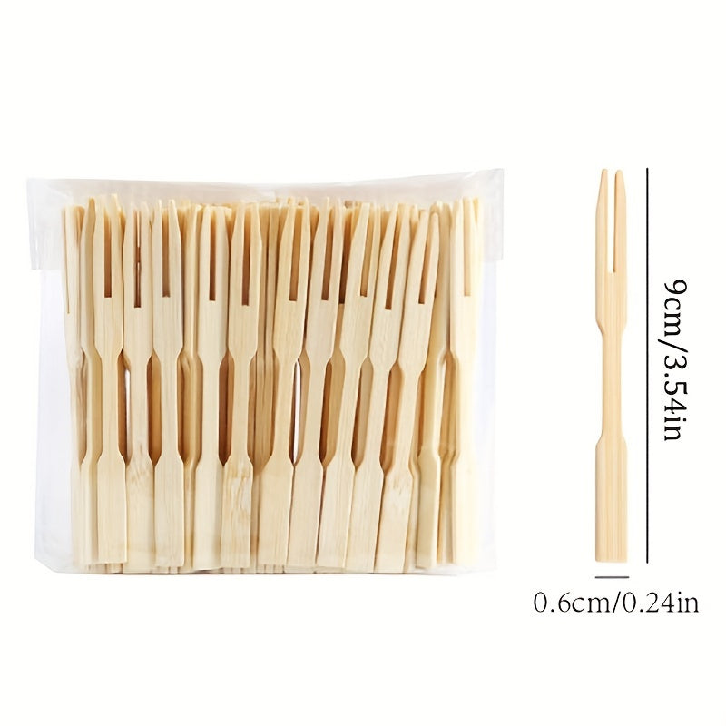 Set of 80 Pairs of Disposable Bamboo Cutlery - Eco-Friendly Forks for Various Celebrations: Weddings, Birthdays, Housewarmings, Bachelor Parties, Father's & Mother's Day, July 4th, and Cinco de Mayo.