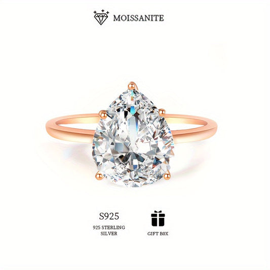 Beautiful 925 Sterling Silver Hypoallergenic Pear-shaped Moissanite 2ct 3ct Halo Ring Perfect for Women's Engagement, Proposal, or Wedding. Comes with Moissanite Certificate and Elegant Gift Box.