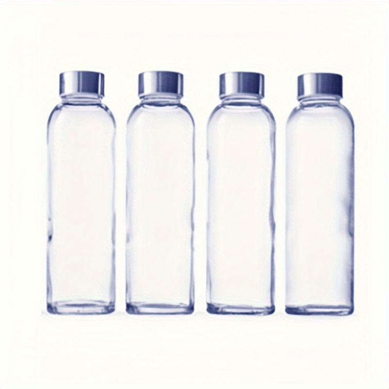 2/4/6 Pieces of 18 Oz Clear Glass Bottles With Lids | BPA-Free and Reusable Water Bottles Ideal for Juicing | Wide Mouth Containers for Storing Liquids in the Refrigerator