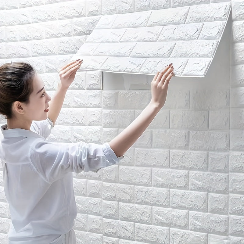 12 self-adhesive foam panels with marble pattern for walls, waterproof and mold resistant, suitable for various rooms.