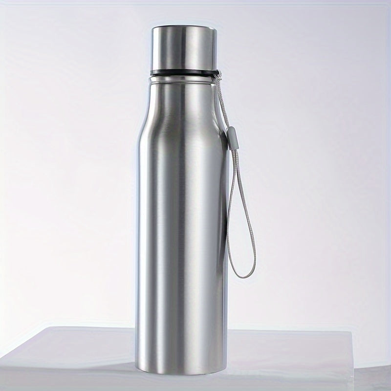 Stainless steel water bottle, round shape, 750ml/1000ml, lightweight, PVC-free, handwash only, ideal for fitness, travel, and outdoor activities.