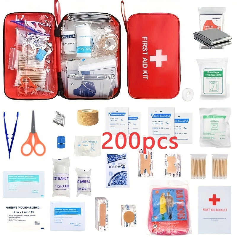 First Aid Kits with 59, 200, or 210pcs for medical emergencies at home, in the car, while hiking, or camping.