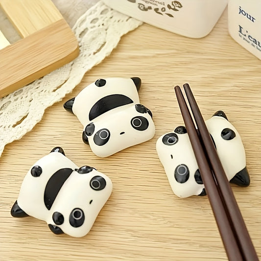 2 Ceramic Panda Chopstick Holders, Pen Holders, Creative Cartoon Chopstick Rests, Home Decor, 3.28cm*1.3cm