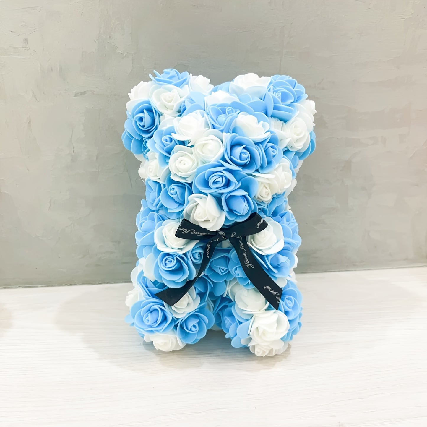 10" Eternal Rose Bear - Lifelike Foam Flower Teddy, Ideal for Valentine's Day, Home Decor & Romantic Occasions, Qixi Festival, 25cm