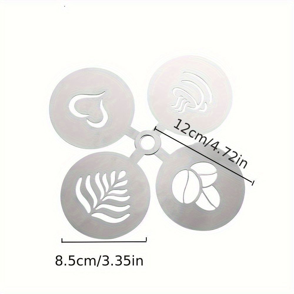 Decorate your coffee and baked goods with ease using these 4 stainless steel stencils. Perfect for creating beautiful designs on lattes, cappuccinos, cakes, cookies, and more. A must-have accessory for any barista or baking enthusiast.