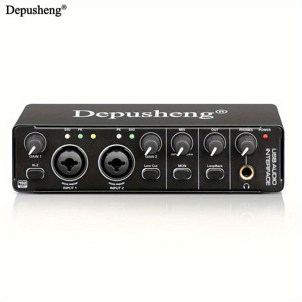 DEPUSHENG USB Audio Interface for Recording, Streaming, and Podcasting with Low Latency, 24Bit/96kHz, XLR with Phantom Power - Red