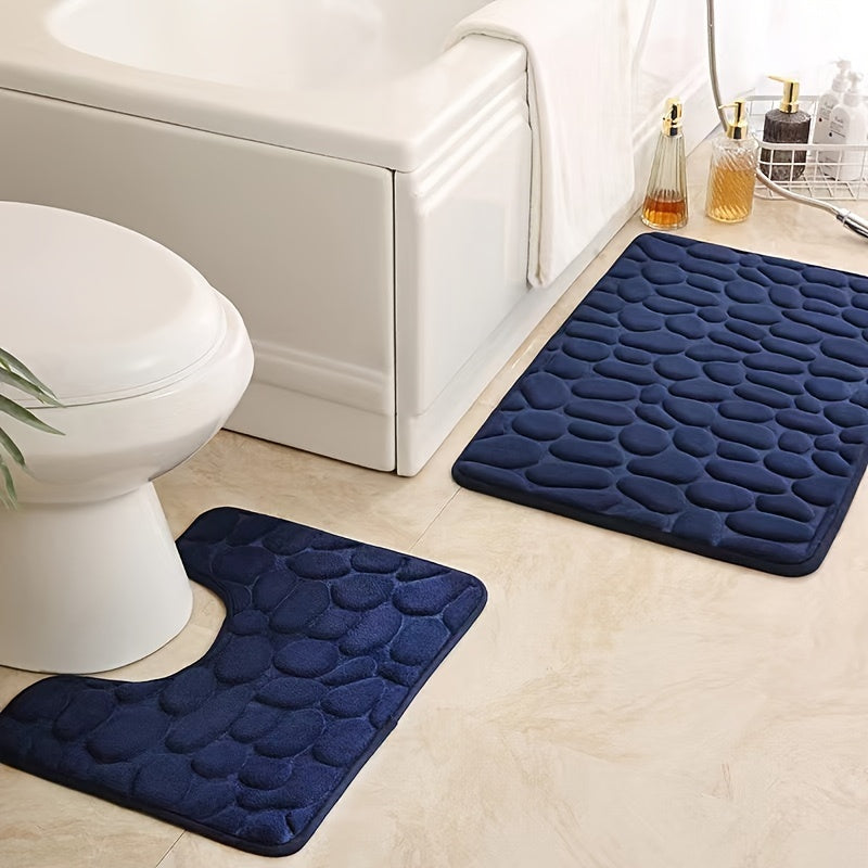 Set of anti-slip toilet floor mats, quick-drying, easy to care for, in dimensions 50*80cm and 50*40cm.