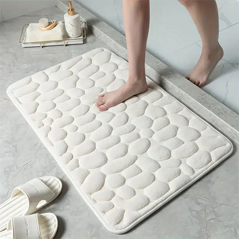 1 pc Pebble Pattern Floor Mat, Absorbent & Quick-drying, Non-slip & Super Soft Entry Rug for Bathroom, Bedroom, Kitchen, Living Room - Ideal Home Decor and Bathroom Supplies.