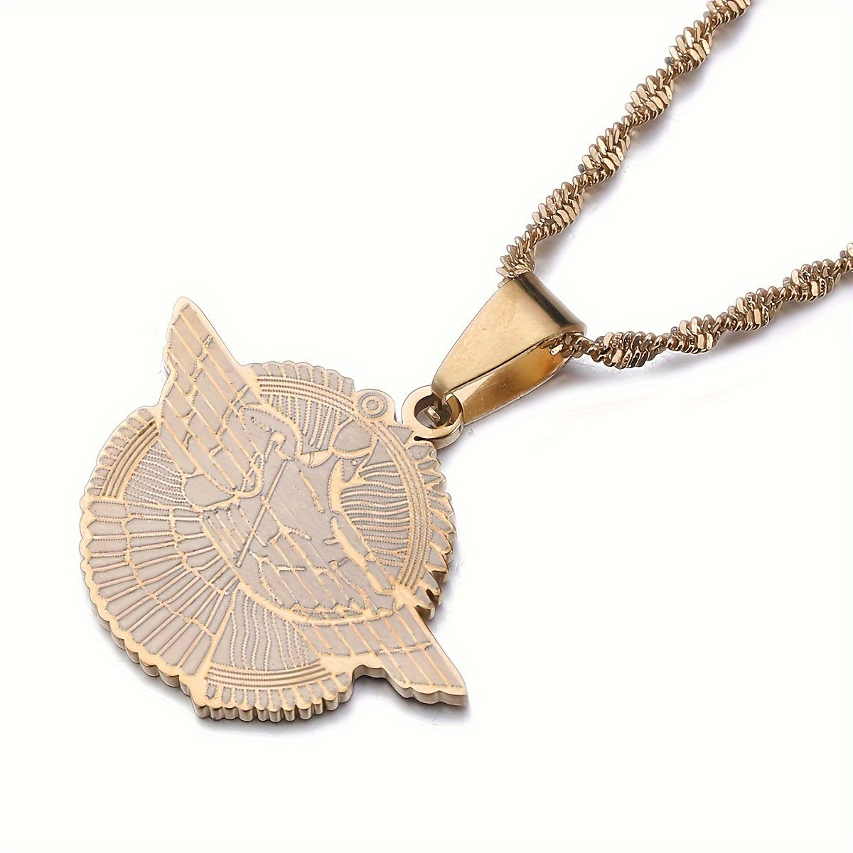 Get your hands on the stunning Ashur Pendant Necklace. Featuring a beautiful Assyrian Symbol Design in either a golden or silvery finish, this necklace is perfect for both everyday wear and special occasions. Made from durable stainless steel, this