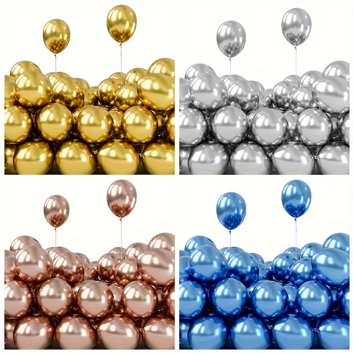 50 metallic balloons for various occasion decorations.