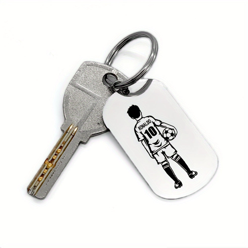 Football Player Keychain for Men, Customized with Name and Number, Durable Stainless Steel, Perfect Birthday Present