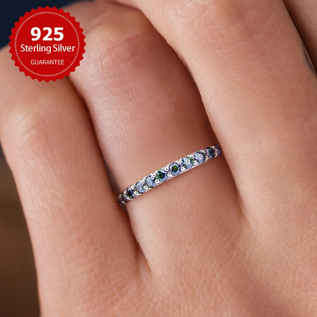 925 Sterling Silver Moissanite Eternity Band - Elegant and Luxurious Promise Ring for Women, Ideal for Weddings, Anniversaries, Valentine's Day, or Any Occasion