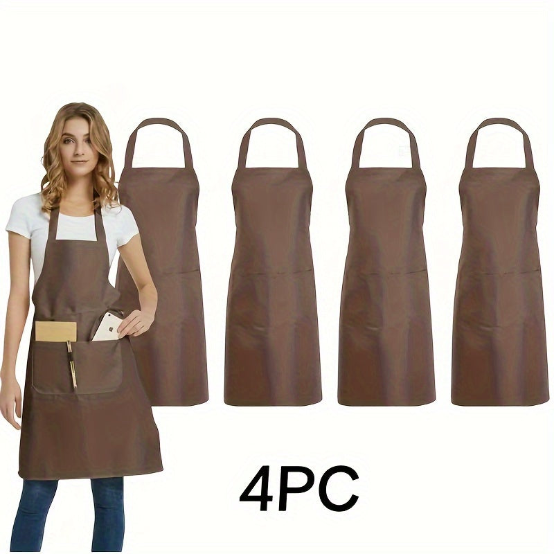 Adjustable canvas aprons with pockets - waterproof, stain-resistant, and comfortable for various uses, easy to clean.