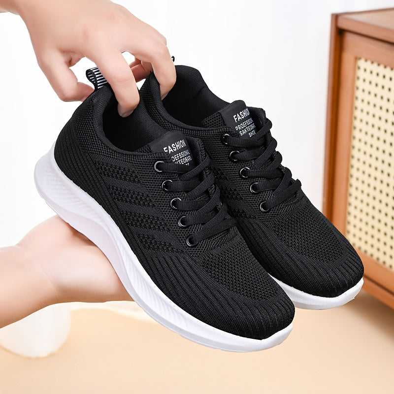 1 Pair Women's Breathable Casual Running Sneakers with PVC Sole for All Seasons