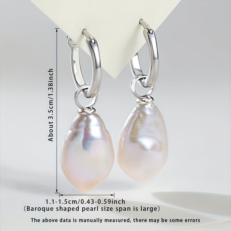 New retro baroque pearl earrings measuring 11mm in size, plated with S925 silver and platinum. These earrings come with detachable accessories for versatile individual wear.