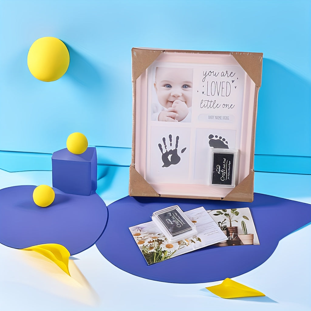 Capture your little one's precious moments with a newborn hand and foot print mud kit. Commemorate their full moon celebration, 100 days milestone, and first birthday with this injection molding photo frame. This children's souvenir can be displayed as a