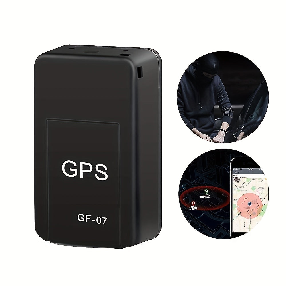 Compact magnetic GPS tracker for cars with real-time positioning, rechargeable battery, universal fit, and ≤36V operating voltage. Memory card/SIM card not included.