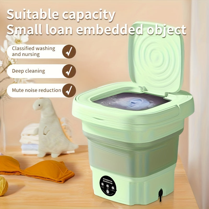 MOMMED Portable Foldable Mini Washing Machine: Fully automatic with touch controls. Ideal for home, travel, laundry, camping, RVs. No battery required.