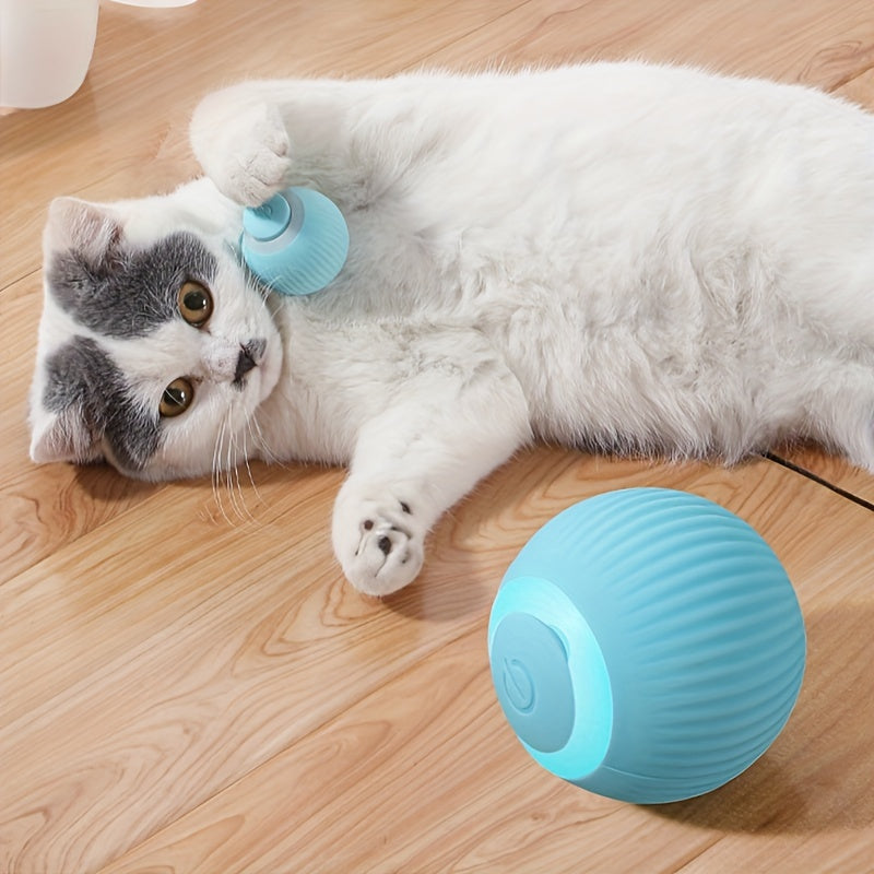 Electric rolling ball cat toy for playful kittens and cats, self-moving and smart.