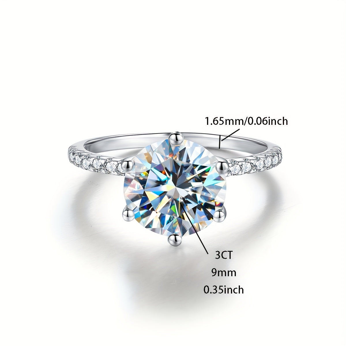 Luxurious 925 Sterling Silver Moissanite Engagement Ring with 3CT Stone, Perfect Promise Ring for Women, Ideal Anniversary and Valentine's Day Gift, Versatile Accessory for Daily Wear and Wedding.