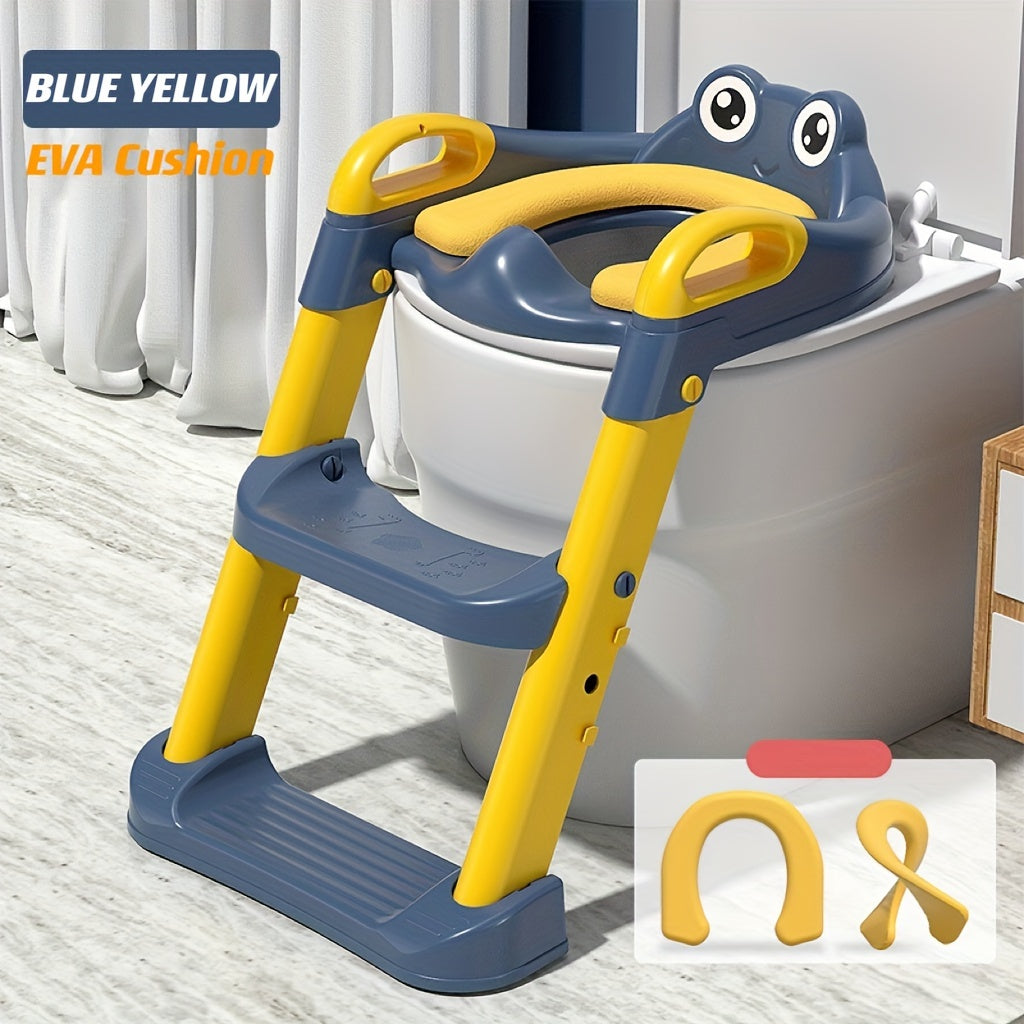 Toilet training supplies include a step toilet ring, cartoon little frog auxiliary toilet ladder, and a folding baby toilet step.