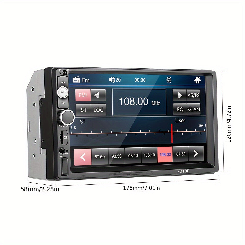 17.78 cm HD double din car stereo radio MP5 player with steering wheel remote, mirror link support, touch screen, USB, TF, FM, AUX.