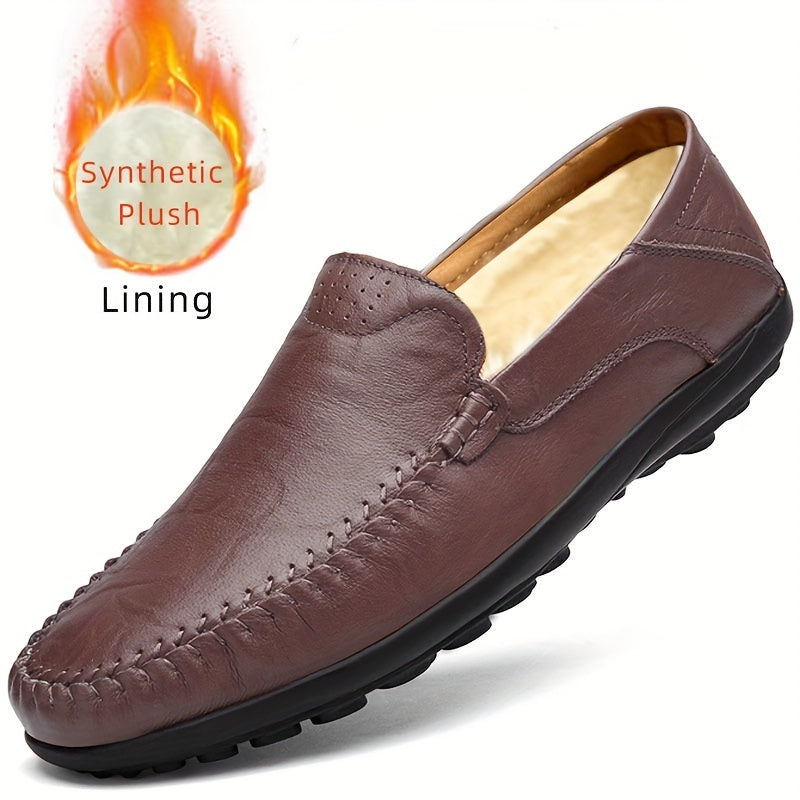 Handmade stitching men's loafer shoes for casual slip-on style by CLOHOO.