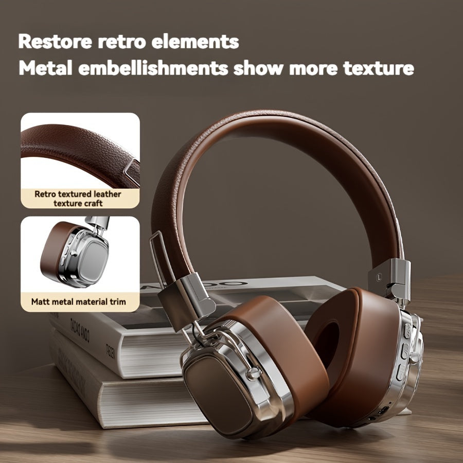 Vintage-style wireless headphones with quality sound, long battery life, fast charging, foldable design, and button volume control - perfect for music, sports, gaming, and DJing.