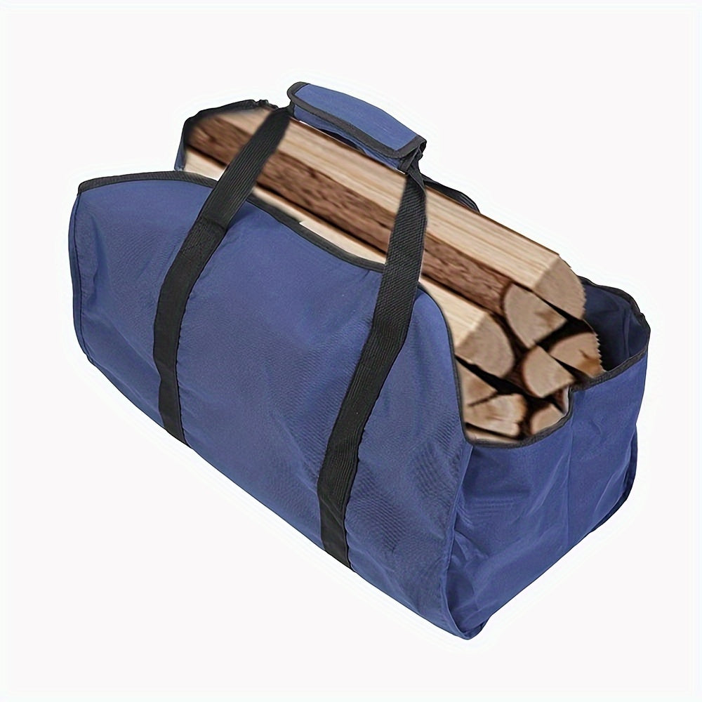 Firewood Bag with Strong Handles, Thick Oxford Fabric, Easy Loading Round Mouth Design, Spacious Carrier for Fireplace and Kitchen Storage, Durable and Versatile