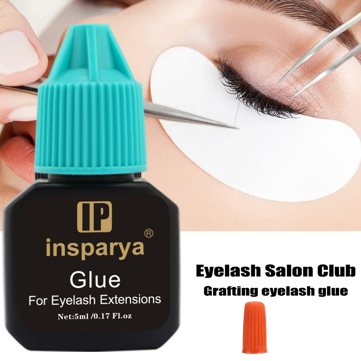 INSPARAya Waterproof Eyelash Glue, 5ml - Long-lasting, sweatproof formula for up to 45 days. Gentle on skin, ideal for individual clusters & DIY lashes. Hypoallergenic & plastic-compatible