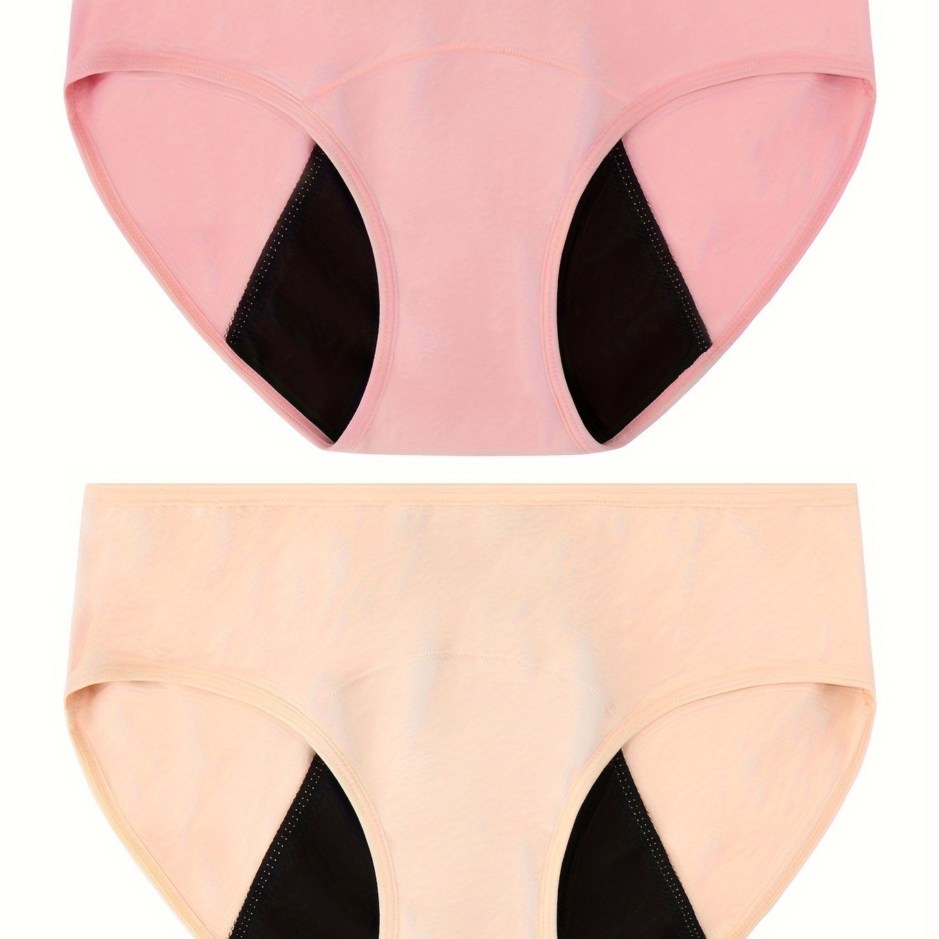 2-pack high support period panties made of 95% Viscose, Leak-Proof Absorbent Knit Fabric, drop waist design for maximum comfort.