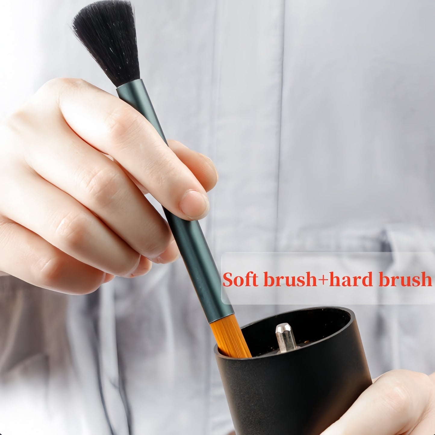 One-third Coffee Brush: Hand-cranked Grinder Cleaning Brush with Soft Bristles and Double-headed Design