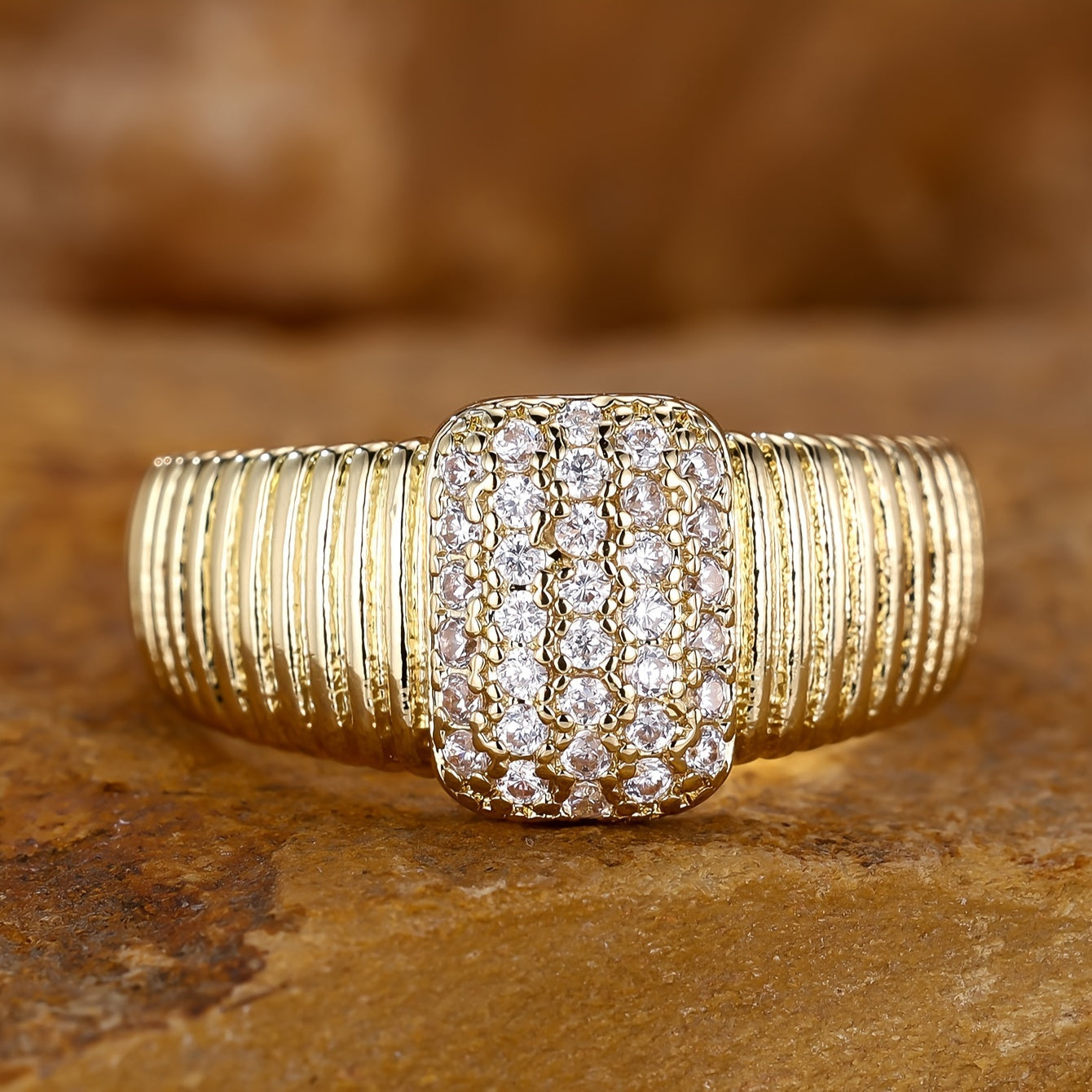 Statement: Vintage Style Luxury Fashion Women's Wide Band Ring made of Unplated Copper with Synthetic Cubic Zirconia - Ideal for Party, Wedding, Anniversary, Engagement, and as an All-Season Accessory.