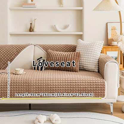 Velvet sofa slipcover with anti-slip backing, suitable for all seasons, pets friendly, ideal for living room or office decoration.