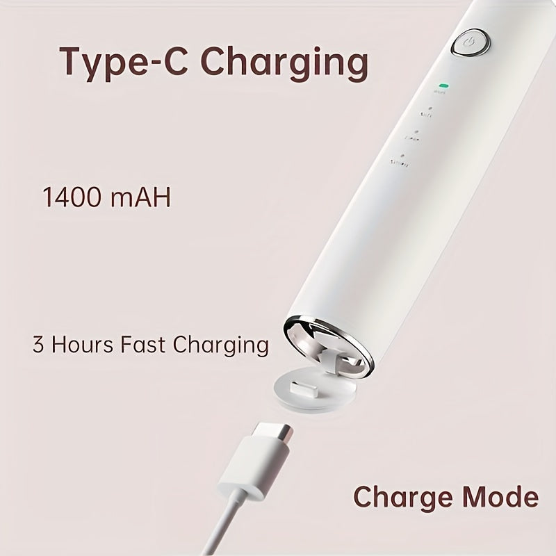 USB rechargeable scaler with LED light, 3 modes, and 4 interchangeable brush heads.