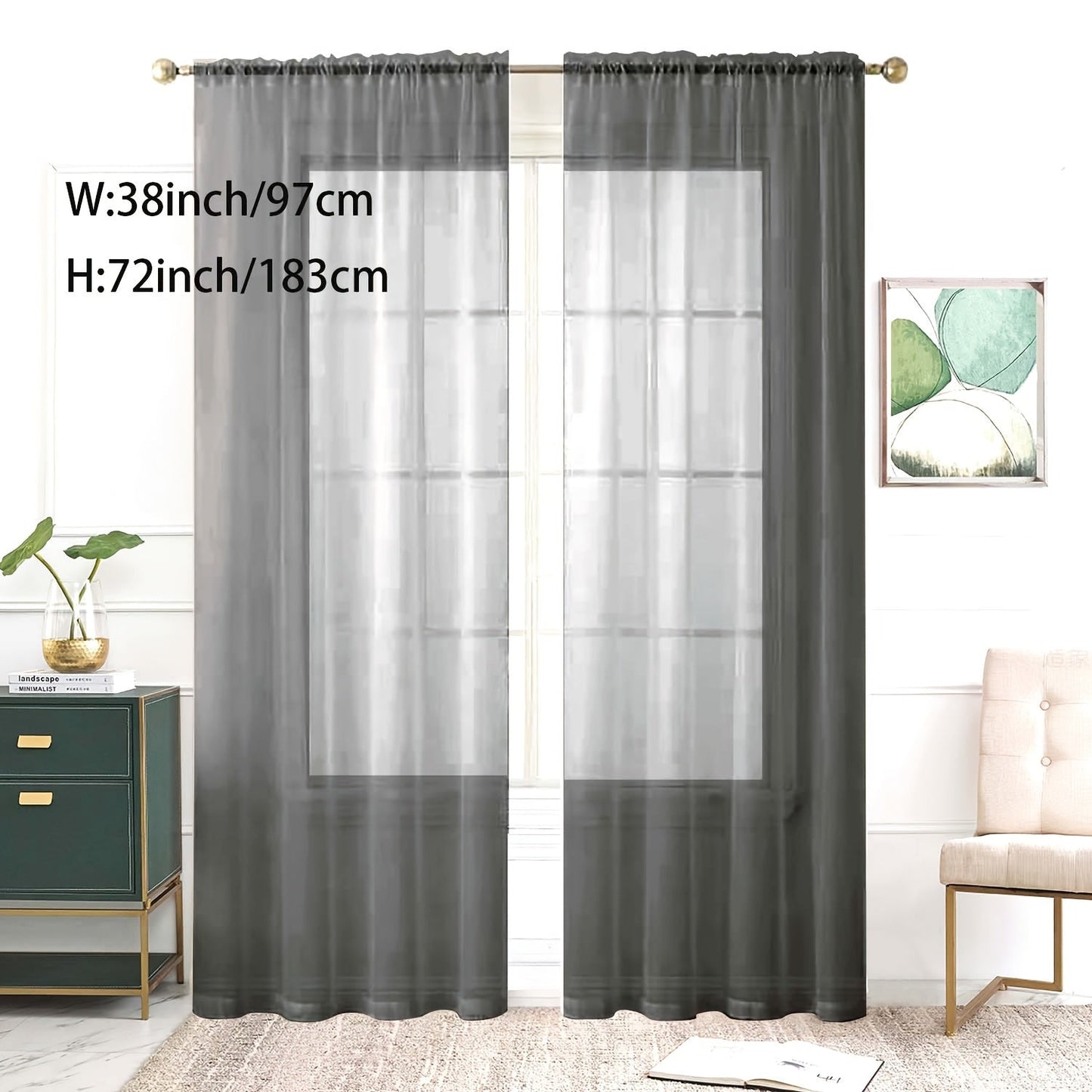 Add a touch of elegance to your kitchen, bedroom, or living room with this single panel sheer curtain. Perfect for letting in natural light while still providing privacy. Features a rod pocket design for easy hanging. Enhance your home decor with this