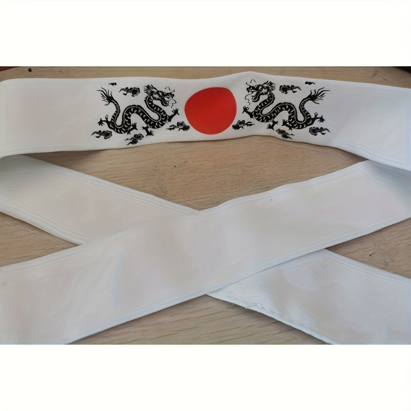 1pc Authentic Bushido Hachimaki Headband - Japanese Samurai & Sushi Chef-Inspired, Breathable Knit Bandana with Red Sun Emblem & Black Ribbon Tie, Great for Karate, Sports, Cooking, and Cultural Events - A Popular Choice