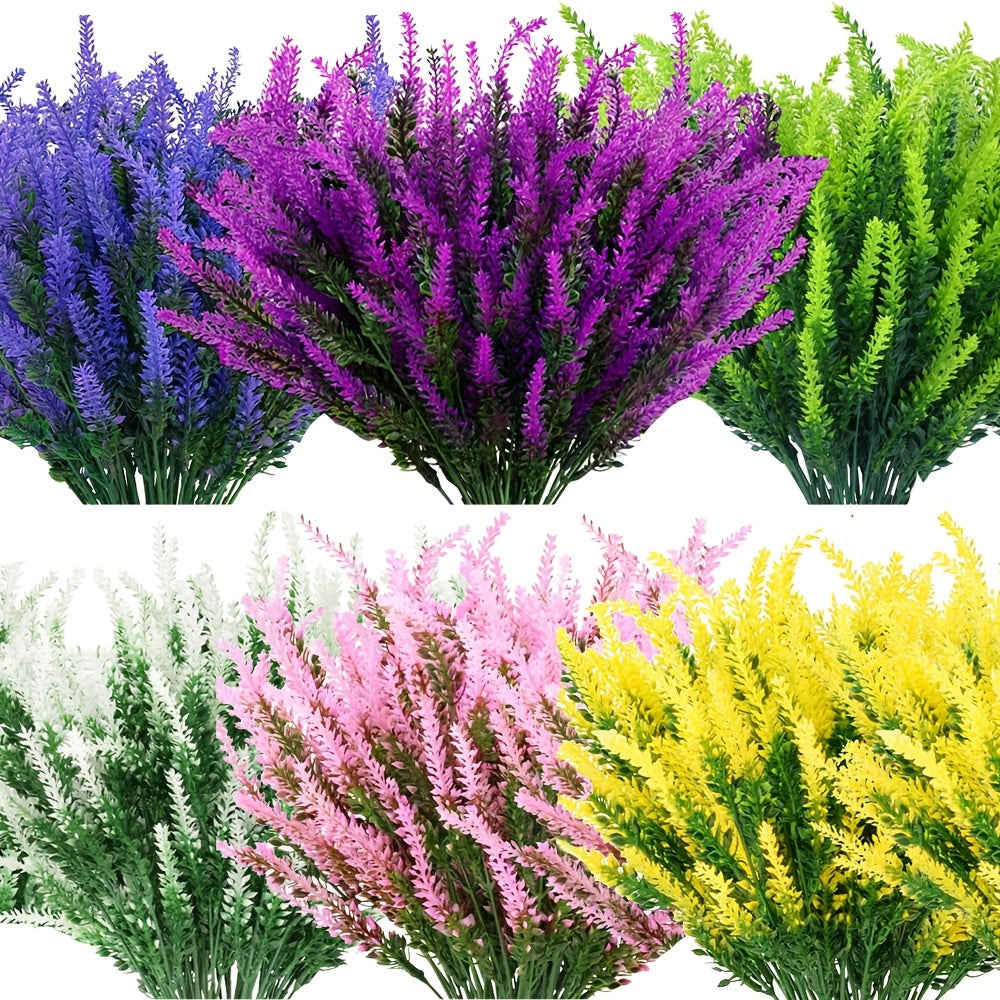 8 bundles of UV-resistant artificial lavender flowers for outdoor decoration by AUBEINSON.