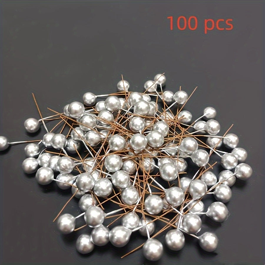 100 pieces of simulated golden and silver fruit ornaments for holiday and cake decorations.